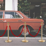 VEVOR Stanchion Post with Velvet Rope, 4-Pack Crowd Control Stanchion with 3PCS 5FT Red Velvet Ropes, Stainless Steel Queue Barrier Line Divider with