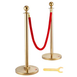 VEVOR Stanchion Post with Velvet Rope, 4-Pack Crowd Control Stanchion with 3PCS 5FT Red Velvet Ropes, Stainless Steel Queue Barrier Line Divider with