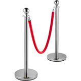 VEVOR 6PCS Red Rope Stanchion Silver Post Crowd Control Queue Line Barrier - Extra Image
