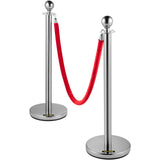 VEVOR 6PCS Red Rope Stanchion Silver Post Crowd Control Queue Line Barrier - Extra Image