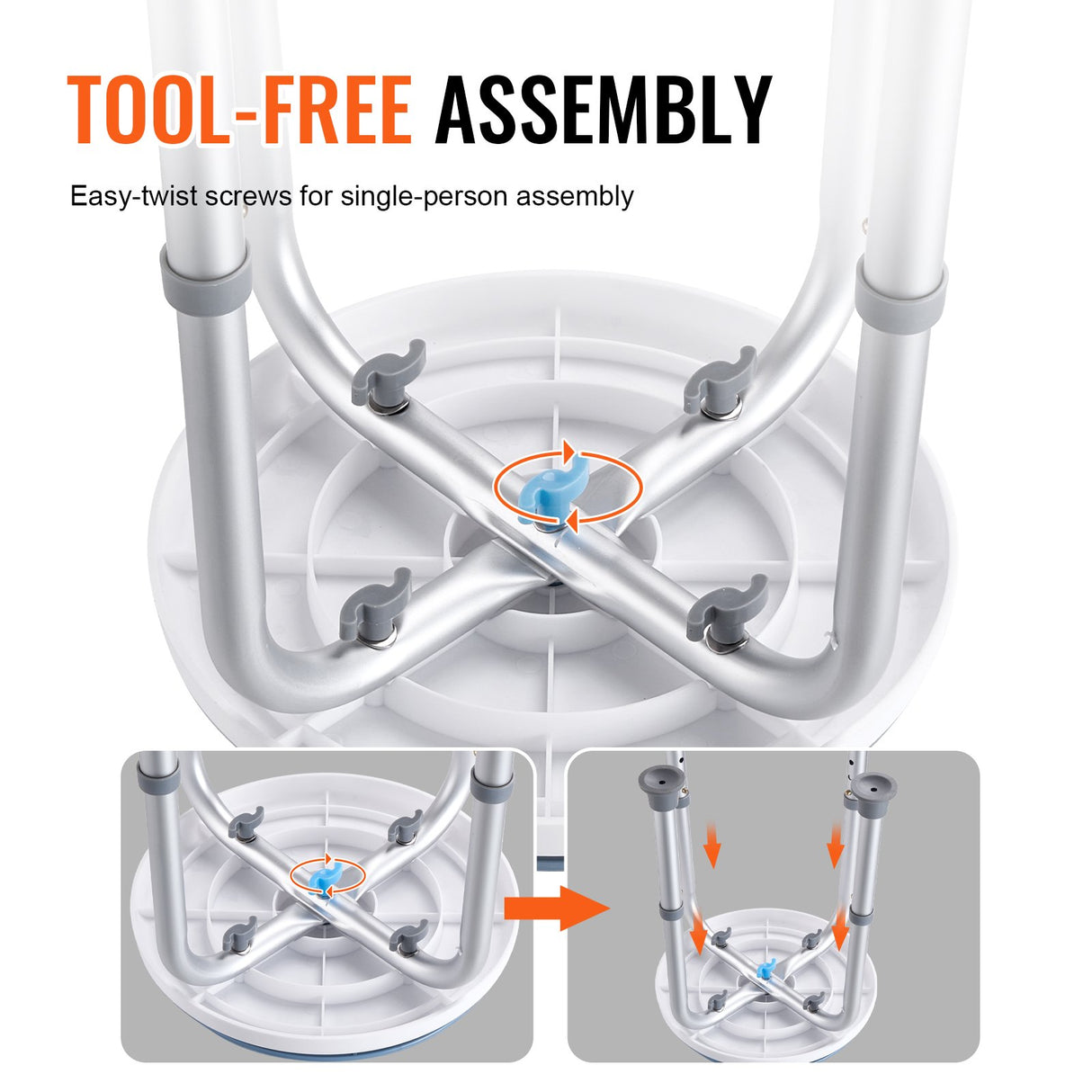 VEVOR Shower Chair 360 Degree Rotating, Adjustable Height Shower Stool Seat, Bath Chair for Inside Shower or Tub, Non-Slip Bench Bathtub Seat Stool for Elderly Disabled Handicap,  136.08kgs Capacity