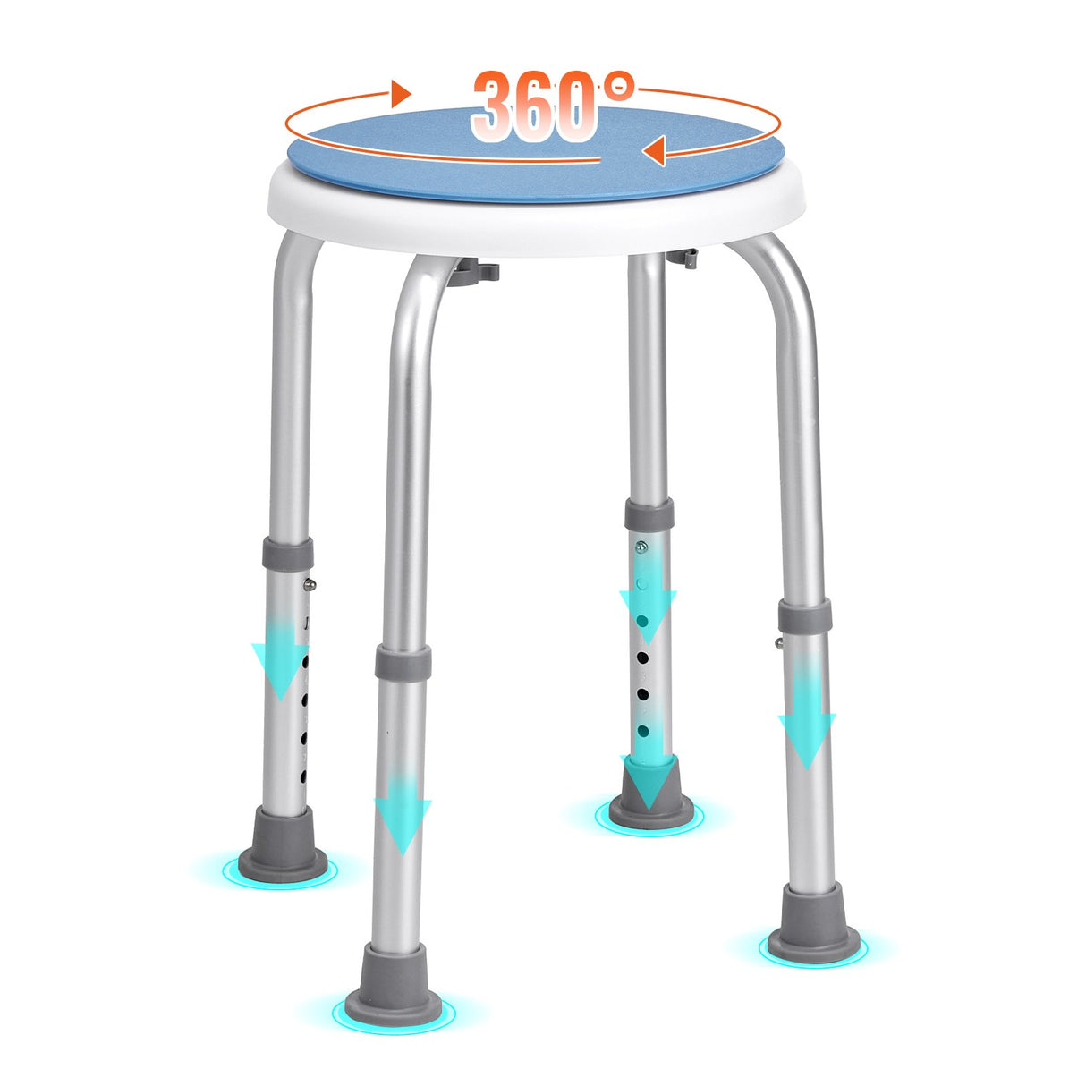 VEVOR Shower Chair 360 Degree Rotating, Adjustable Height Shower Stool Seat, Bath Chair for Inside Shower or Tub, Non-Slip Bench Bathtub Seat Stool for Elderly Disabled Handicap,  136.08kgs Capacity