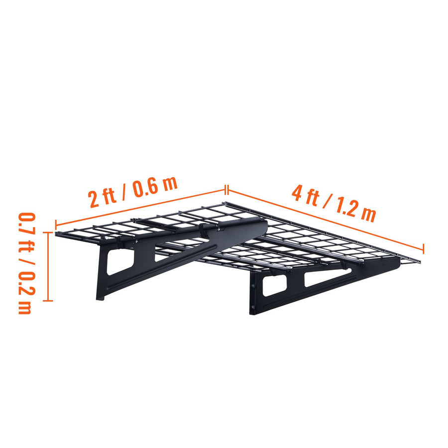 Garage Storage Shelving, 2 Pack, 183 x 61 cm Heavy Duty Garage Shelves Wall Mounted, 454 kg Load Capacity(Total) Garage Storage Rack Floating Shelves, Suitable for Shop, Shed, Garage Storage