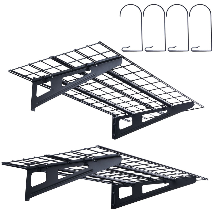 Garage Storage Shelving, 2 Pack, 183 x 61 cm Heavy Duty Garage Shelves Wall Mounted, 454 kg Load Capacity(Total) Garage Storage Rack Floating Shelves, Suitable for Shop, Shed, Garage Storage