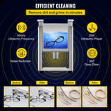 VEVOR 0.8L Professional Ultrasonic Cleaner 304 Stainless Steel Digital Lab Ultrasonic Cleaner with Timer for Jewelry Watch Glasses Circuit Board Dentures Small Parts Dental Instrument (0.8L) - Side View