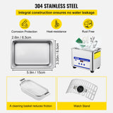 VEVOR 0.8L Professional Ultrasonic Cleaner 304 Stainless Steel Digital Lab Ultrasonic Cleaner with Timer for Jewelry Watch Glasses Circuit Board Dentures Small Parts Dental Instrument (0.8L) - 45-Degree Angle