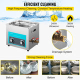 Vevor Ultrasonic Jewelry Cleaner with Heater Timer for Cleaning Eyeglass Rings Dentures Music Instruments - Top-Down View