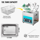 Vevor Ultrasonic Jewelry Cleaner with Heater Timer for Cleaning Eyeglass Rings Dentures Music Instruments - Rear View