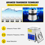 Vevor Ultrasonic Cleaner 1.3 L Ultrasonic Parts Cleaner with Heater Timer, - Side View