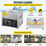 VEVOR Digital Ultrasonic Cleaner 3L Ultrasonic Cleaning Machine 220V 50kHz Sonic Cleaner Machine 304 Stainless Steel Ultrasonic Cleaner Machine with Heater and Timer for Cleaning Jewelry Glasses Watch - Side View
