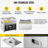 VEVOR Digital Ultrasonic Cleaner 3L Ultrasonic Cleaning Machine 220V 50kHz Sonic Cleaner Machine 304 Stainless Steel Ultrasonic Cleaner Machine with Heater and Timer for Cleaning Jewelry Glasses Watch - Rear View
