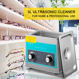 VEVOR Knob Ultrasonic Cleaner 3L 40kHz Ultrasonic Cleaning Machine Knob Control Sonic Cleaner 304 Stainless Steel Ultrasonic Cleaner Machine with Heater & Timer for Cleaning Jewelry Eyeglasses Watches - Front View