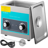 VEVOR Knob Ultrasonic Cleaner 3L 40kHz Ultrasonic Cleaning Machine Knob Control Sonic Cleaner 304 Stainless Steel Ultrasonic Cleaner Machine with Heater & Timer for Cleaning Jewelry Eyeglasses Watches - Low Angle