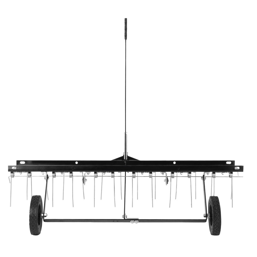 Tow Behind Dethatcher, 1219mm Tow Dethatcher with 24 Spring Steel Tines, Lawn Dethatcher Rake for ATV or Mower, Tow Behind Lawn Rake with Lift Handle for Garden Farm Grass