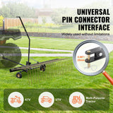 VEVOR Tow Behind Dethatcher, 1.5m Tow Dethatcher with 24 Steel Tines, Lawn Dethatcher Rake for ATV or Mower, Tow Behind Lawn Rake with Lift Handle for Leaves, Pine Needles, and Grass - Side View