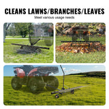 VEVOR Tow Behind Dethatcher, 1.5m Tow Dethatcher with 24 Steel Tines, Lawn Dethatcher Rake for ATV or Mower, Tow Behind Lawn Rake with Lift Handle for Leaves, Pine Needles, and Grass - Rear View