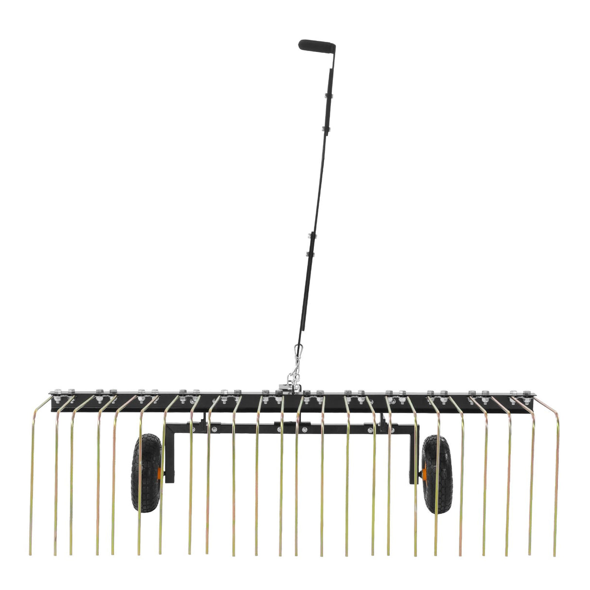 Tow Behind Dethatcher, 1.5m Tow Dethatcher with 24 Steel Tines, Lawn Dethatcher Rake for ATV or Mower, Tow Behind Lawn Rake with Lift Handle for Leaves, Pine Needles, and Grass
