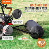 VEVOR Tow Behind Lawn Roller, 400lbs Sand/Water Filled Yard Roller, LLDPE Drum and Steel Frame Sod Roller with Easy-turn Plug, Tow Behind a Tractor or ATV for Lawn, Garden, Farm, Park, Black - Front View