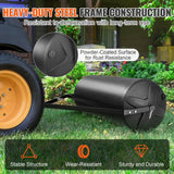 VEVOR Tow Behind Lawn Roller, 400lbs Sand/Water Filled Yard Roller, LLDPE Drum and Steel Frame Sod Roller with Easy-turn Plug, Tow Behind a Tractor or ATV for Lawn, Garden, Farm, Park, Black - Top-Down View