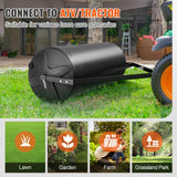 VEVOR Tow Behind Lawn Roller, 400lbs Sand/Water Filled Yard Roller, LLDPE Drum and Steel Frame Sod Roller with Easy-turn Plug, Tow Behind a Tractor or ATV for Lawn, Garden, Farm, Park, Black - Rear View