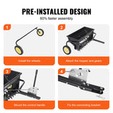 VEVOR Broadcast Spreader, 100 LB Tow Behind Poly Drop Spreader with 10" Wheels, Steel Spike Aerator, Fertilizer Spreader, Garden Seeder, and Salt