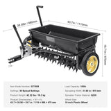 VEVOR Broadcast Spreader, 100 LB Tow Behind Poly Drop Spreader with 10" Wheels, Steel Spike Aerator, Fertilizer Spreader, Garden Seeder, and Salt