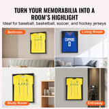 VEVOR Jersey Display Frame Case, 590 x 790 x 40 mm, Large Lockable Sport Jersey Shadow Box with 98% UV Protection PC Glass and Hangers, for Baseball Basketball Football Hockey Shirt and Uniform - Rear View