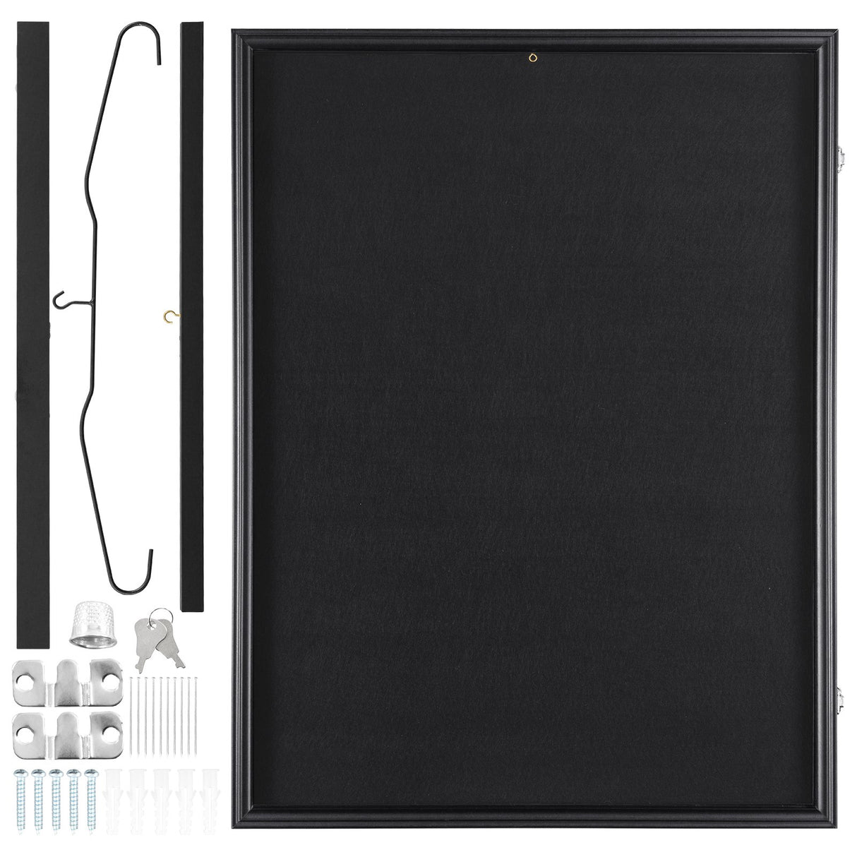VEVOR Jersey Display Frame Case, 590 x 790 x 40 mm, Large Lockable Sport Jersey Shadow Box with 98% UV Protection PC Glass and Hangers, for Baseball