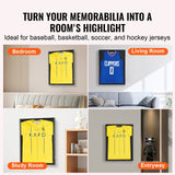 VEVOR Jersey Display Frame Case, 610 x 812 x 40 mm, Large Lockable Sport Jersey Shadow Box with 98% UV Protection PC Glass and Hangers, for Baseball Basketball Football Hockey Shirt and Uniform, Black - Rear View
