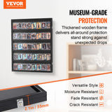 VEVOR 35 Graded Sports Card Display Case, 617 x 775 x 55 mm, Baseball Card Display Frame with 98% UV Protection Clear View PC Glass, Lockable Wall Cabinet for Football Basketball Hockey Trading Card - Front View
