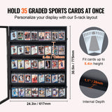 VEVOR 35 Graded Sports Card Display Case, 617 x 775 x 55 mm, Baseball Card Display Frame with 98% UV Protection Clear View PC Glass, Lockable Wall
