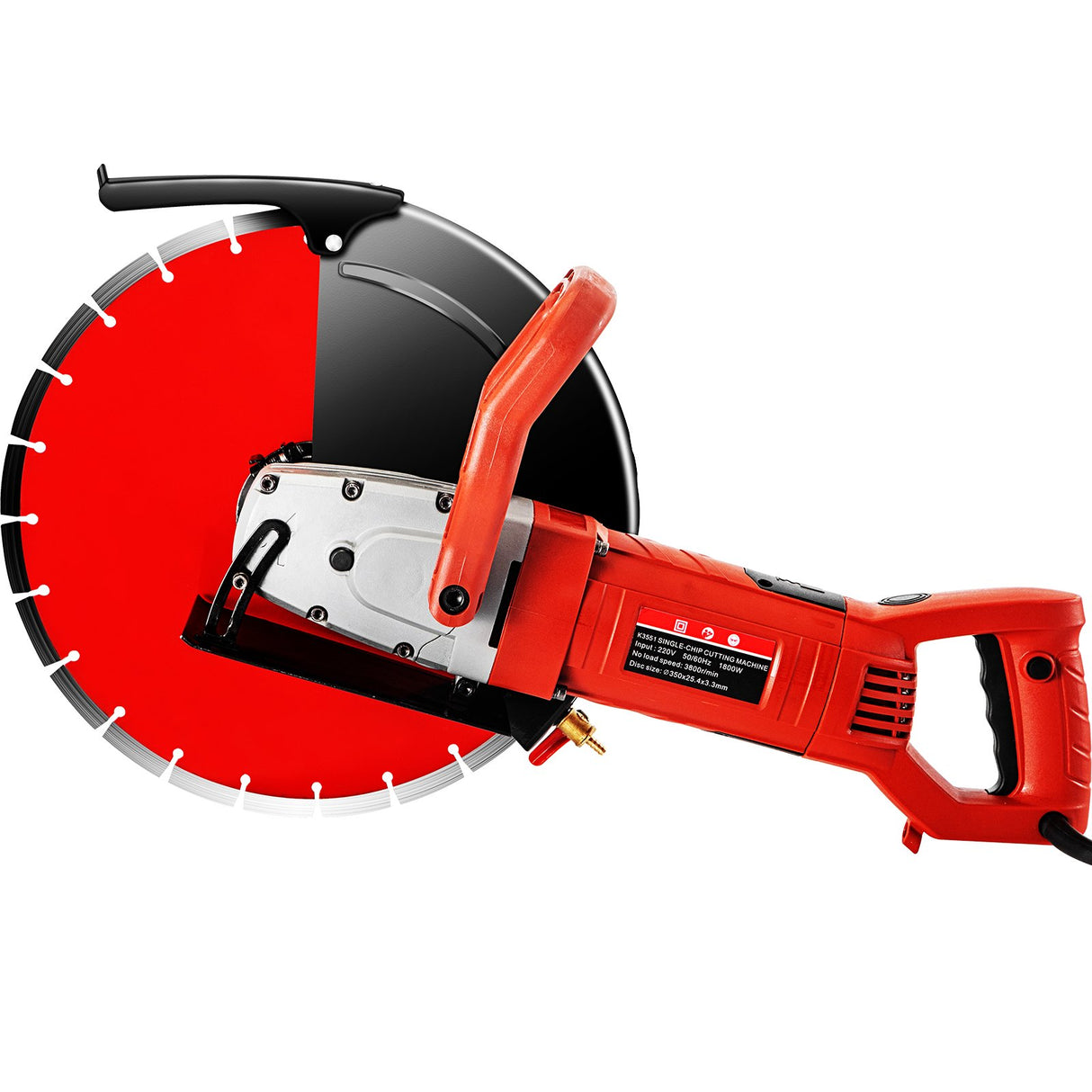 VEVOR Electric Concrete Saw, 14" Concrete Cutter, 1800W Concrete Saw, Electric Circular Saw with 14" Blade and Tools, Masonry Saw for Granite, Brick, Porcelain, Reinforced Concrete and Other Materials