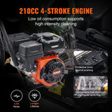 VEVOR Gas Pressure Washer Gas Powered Washer 3400 PSI 2.6 GPM 210cc 5 Nozzles - Side View