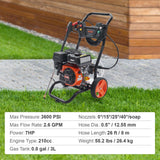 VEVOR Gas Pressure Washer Gas Powered Washer 3600 PSI 2.6 GPM 210cc 5 Nozzles - Close-Up Angle