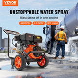 VEVOR Gas Pressure Washer Gas Powered Washer 4400 PSI 4.0 GPM 390cc 5 Nozzles - Front View