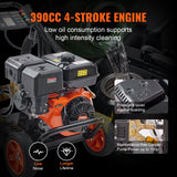 VEVOR Gas Pressure Washer Gas Powered Washer 4400 PSI 4.0 GPM 390cc 5 Nozzles - Side View