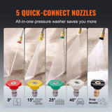 VEVOR Gas Pressure Washer Gas Powered Washer 4400 PSI 4.0 GPM 390cc 5 Nozzles - Top-Down View
