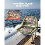 Boat Seat, Low Backrest, Folding Fishing Boat Seat with Thickened Sponge Cushion & PU Polyester Fabric, Strong PP Frame, Flip Up Boat Seat for Fishing Boats, Yachts, Ships, Camouflage Color