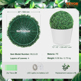 VEVOR Artificial Topiaries Boxwood Trees, (2 Pieces), Ball-Shape Faux Topiaries Plant, All-year Green Feaux Plant Decorative Balls for Backyard, Balcony,Garden, Wedding and Home - Close-Up Angle