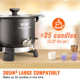 VEVOR Wax Melter for Candle Making, 5 Liter Large Electric Wax Melting Pot Easy Pour Spout, 4-level Temperature Control, Easy Clean for Candle Soap Cream Beauty Bulk Production Business or Home