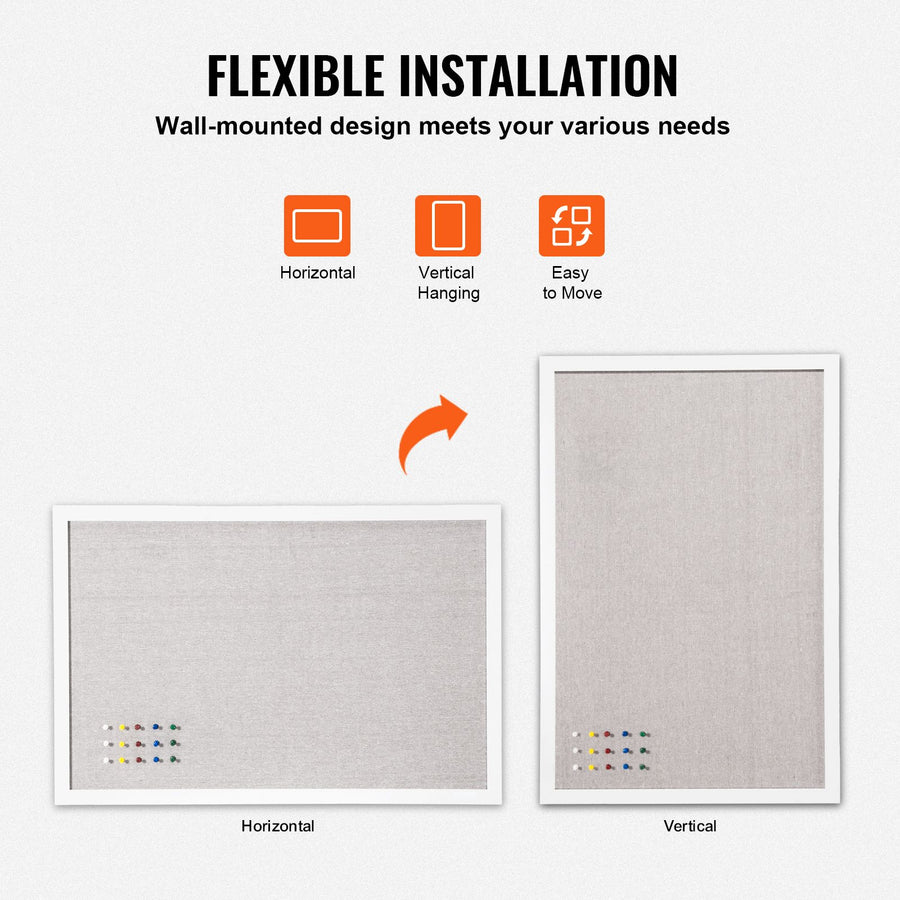 48"x36" White Cork Board with Linen Surface – Stylish Wall-Mounted Bulletin Board for Home, School, Office – Elegant & Functional Noticeboard