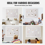 48"x36" White Cork Board with Linen Surface – Stylish Wall-Mounted Bulletin Board for Home, School, Office – Elegant & Functional Noticeboard