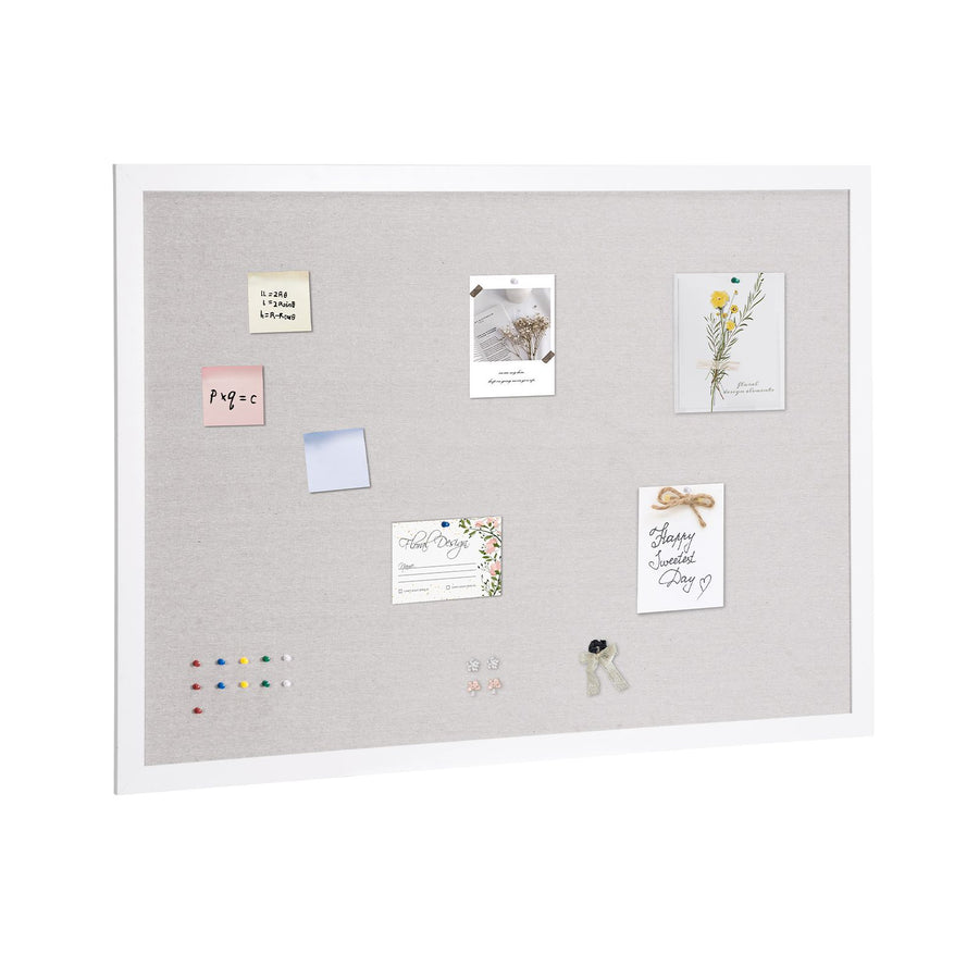 48"x36" White Cork Board with Linen Surface – Stylish Wall-Mounted Bulletin Board for Home, School, Office – Elegant & Functional Noticeboard