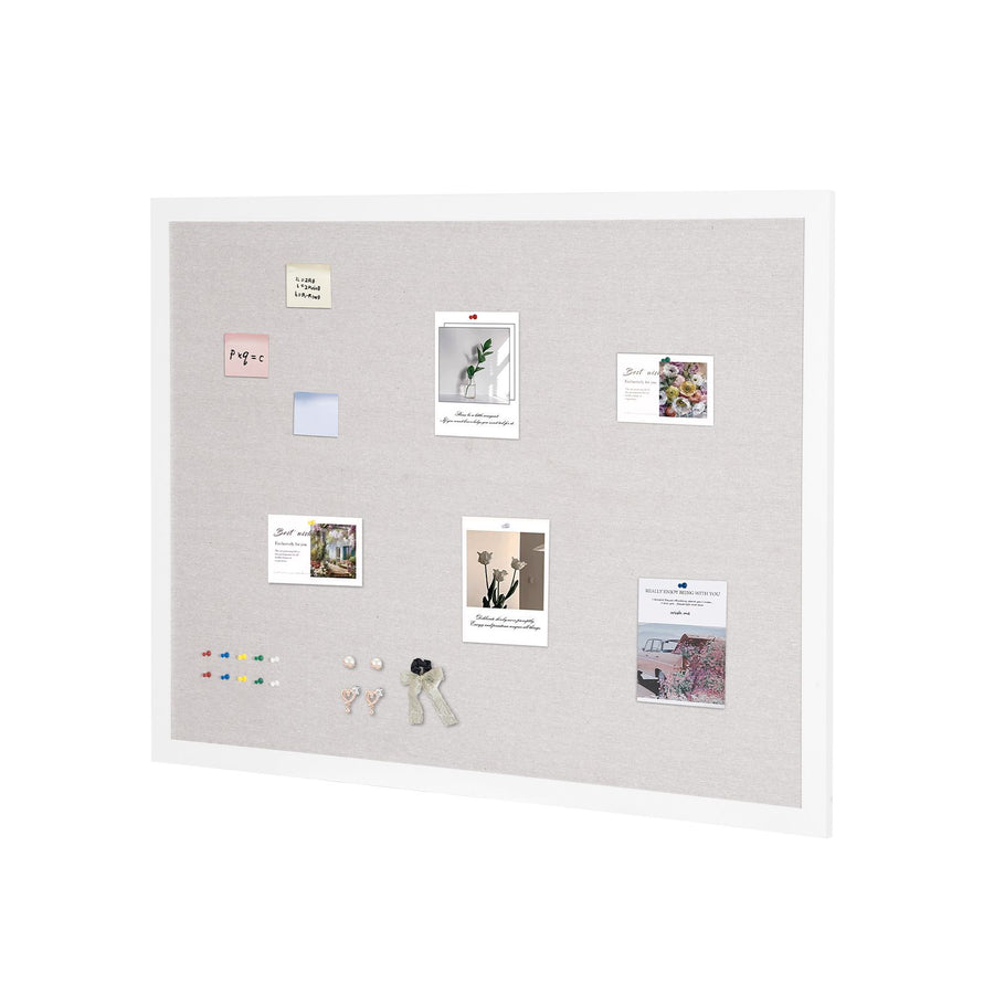48"x36" White Cork Board with Linen Surface – Stylish Wall-Mounted Bulletin Board for Home, School, Office – Elegant & Functional Noticeboard