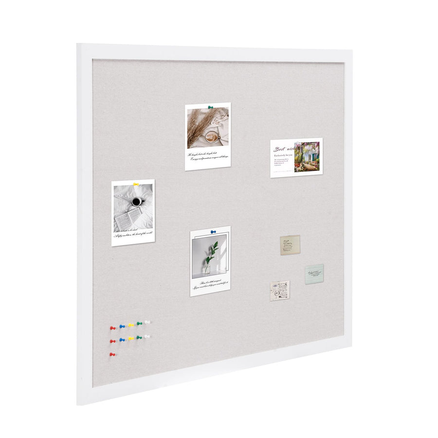 48"x36" White Cork Board with Linen Surface – Stylish Wall-Mounted Bulletin Board for Home, School, Office – Elegant & Functional Noticeboard