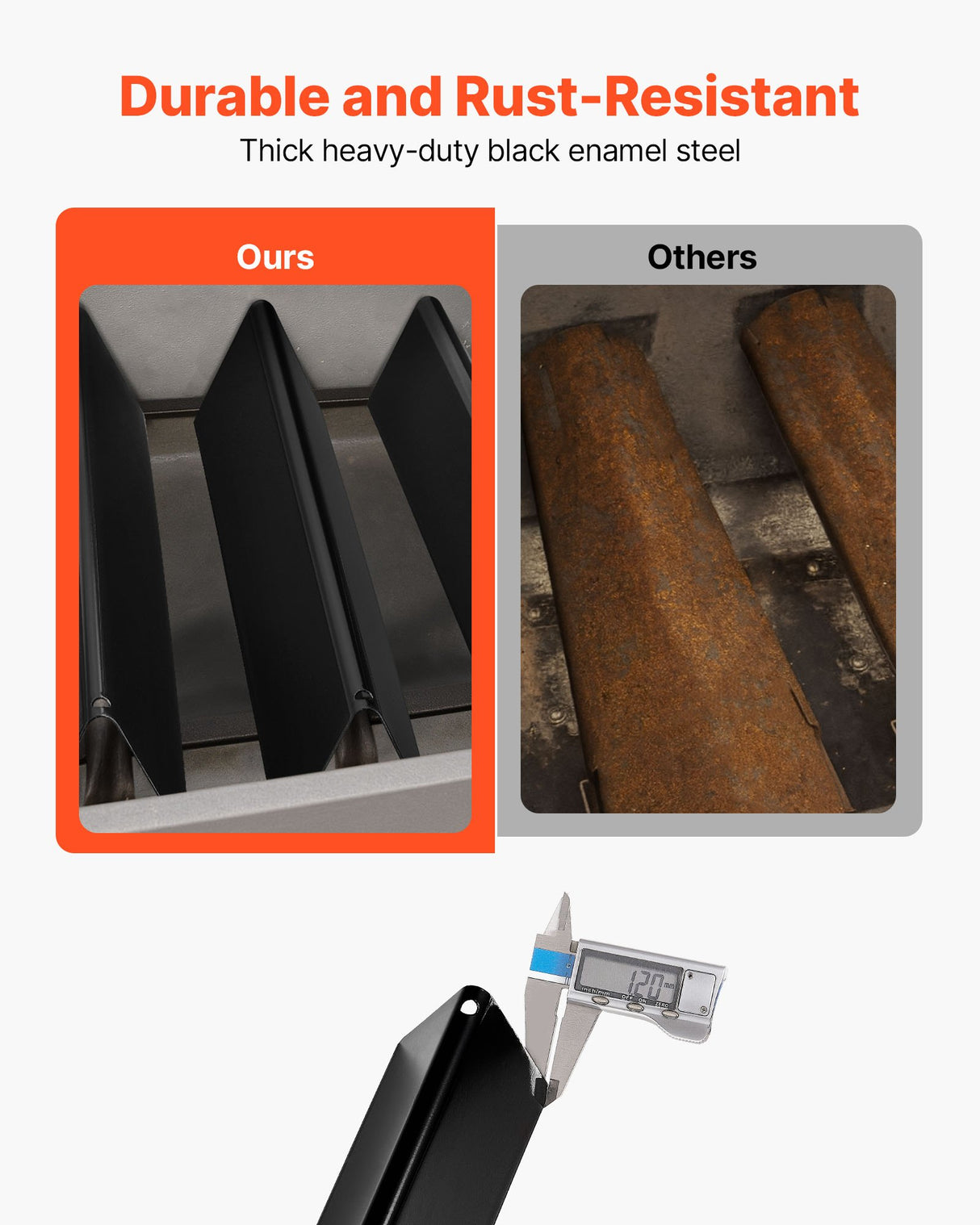 VEVOR Flavorizer Bars, 39cm Grill Replacement Part, for Weber Spirit I & II 300 Series Grills, Including Spirit E-310, ll S-310, ll E-320, Porcelain-enameled Steel Thicker Heat Plate, 5 Pack