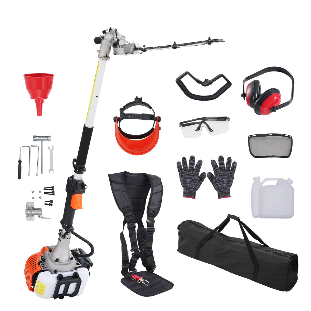 VEVOR 15.7-inch 26CC 2 Cycle Gas Hedge Trimmer, Gas Powered Pole Hedge Trimmer with Dual Sided Dual Action Blade, Adjustable Trimmer Head, Suitable