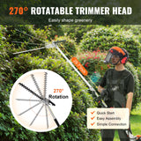 VEVOR 15.7-inch 26CC 2 Cycle Gas Hedge Trimmer, Gas Powered Pole Hedge Trimmer with Dual Sided Dual Action Blade, Adjustable Trimmer Head, Suitable for Trimming Shrubs, Bushes - Side View