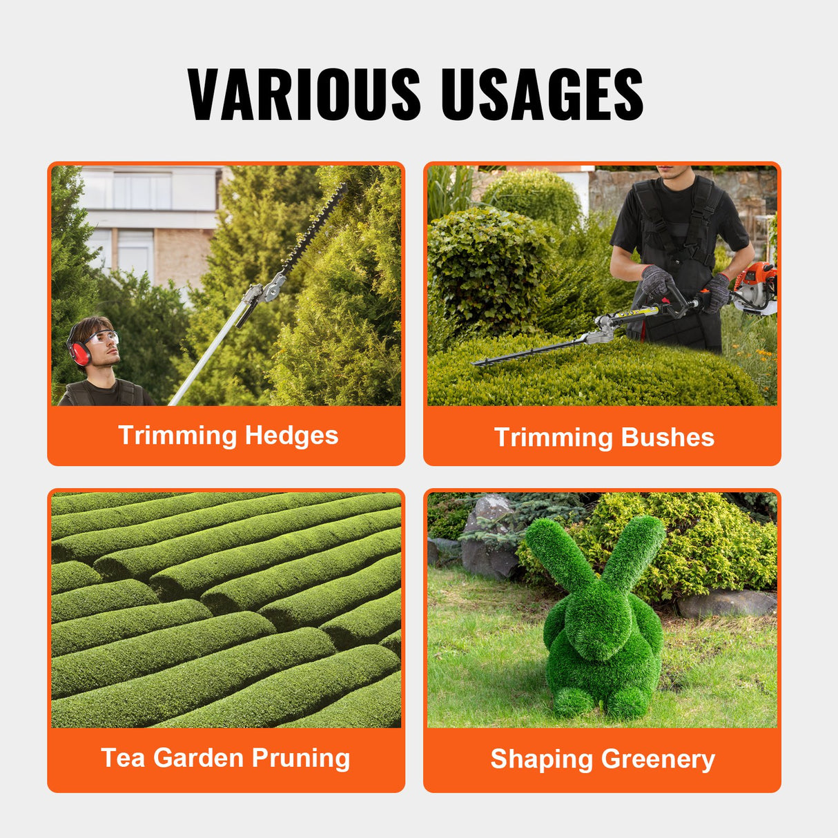 VEVOR 15.7-inch 26CC 2 Cycle Gas Hedge Trimmer, Gas Powered Pole Hedge Trimmer with Dual Sided Dual Action Blade, Adjustable Trimmer Head, Suitable