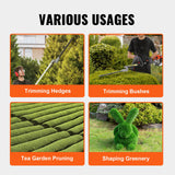 VEVOR 15.7-inch 26CC 2 Cycle Gas Hedge Trimmer, Gas Powered Pole Hedge Trimmer with Dual Sided Dual Action Blade, Adjustable Trimmer Head, Suitable for Trimming Shrubs, Bushes - Rear View